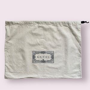 SOLD-GUCCI Tan Clutch Dust Bag 15X20 Logo Canvas Drawstring Cotton Made in Italy